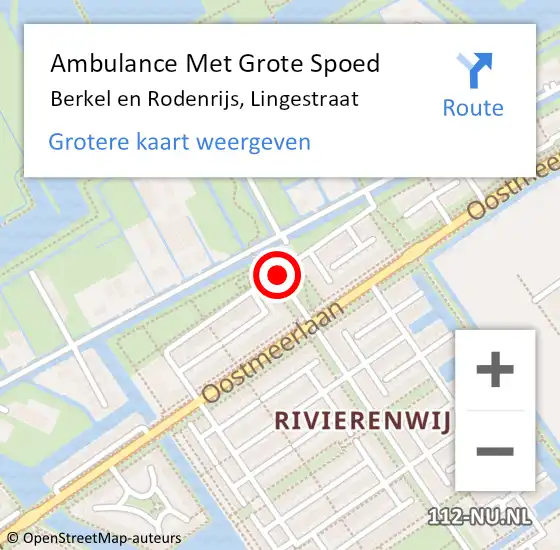 Locatie op kaart van de 112 melding: Ambulance Met Grote Spoed Naar Berkel en Rodenrijs, Lingestraat op 16 april 2021 00:39