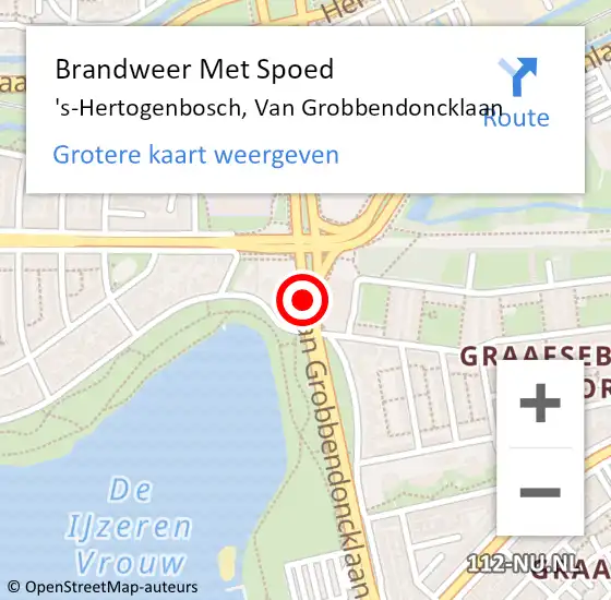 Locatie op kaart van de 112 melding: Brandweer Met Spoed Naar 's-Hertogenbosch, Van Grobbendoncklaan op 16 april 2021 02:11