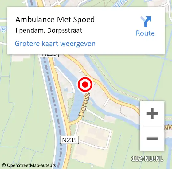 Locatie op kaart van de 112 melding: Ambulance Met Spoed Naar Ilpendam, Dorpsstraat op 16 april 2021 02:47