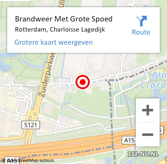 Locatie op kaart van de 112 melding: Brandweer Met Grote Spoed Naar Rotterdam, Charloisse Lagedijk op 16 april 2021 02:58