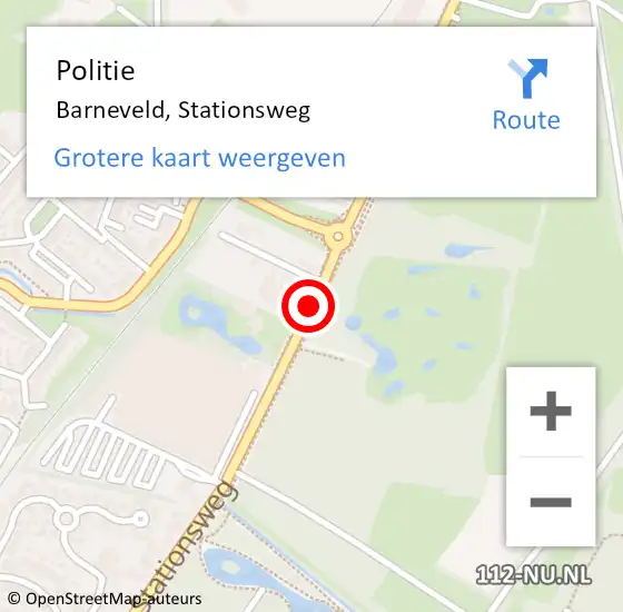 Locatie op kaart van de 112 melding: Politie Barneveld, Stationsweg op 16 april 2021 06:23