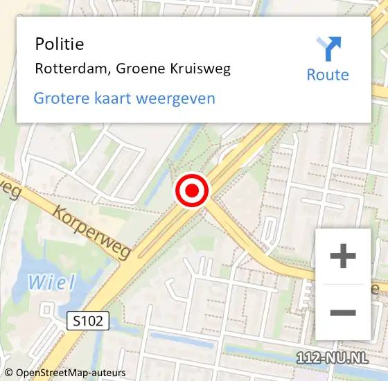 Locatie op kaart van de 112 melding: Politie Rotterdam, Groene Kruisweg op 16 april 2021 07:01