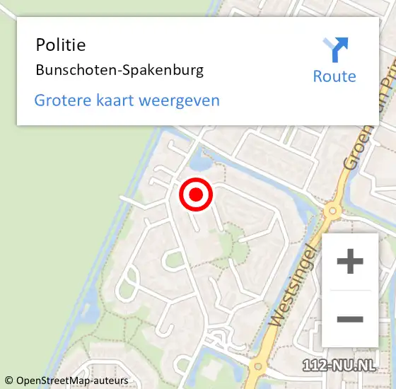 Locatie op kaart van de 112 melding: Politie Bunschoten-Spakenburg op 16 april 2021 07:45