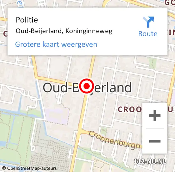 Locatie op kaart van de 112 melding: Politie Oud-Beijerland, Koninginneweg op 16 april 2021 08:03