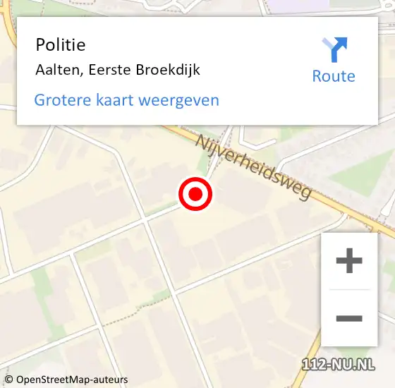 Locatie op kaart van de 112 melding: Politie Aalten, Eerste Broekdijk op 16 april 2021 08:17