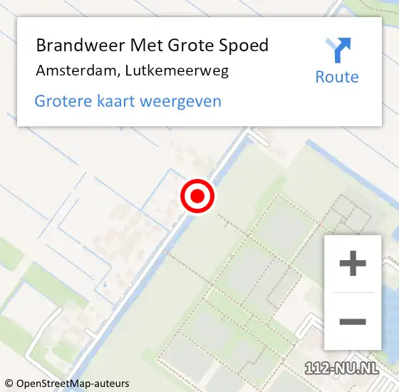 Locatie op kaart van de 112 melding: Brandweer Met Grote Spoed Naar Amsterdam, Lutkemeerweg op 16 april 2021 08:37