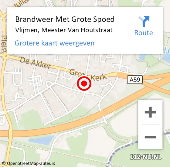Locatie op kaart van de 112 melding: Brandweer Met Grote Spoed Naar Vlijmen, Meester Van Houtstraat op 16 april 2021 09:05