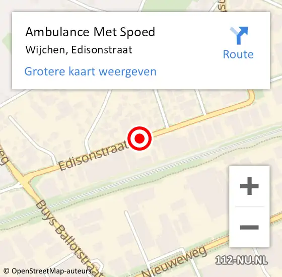 Locatie op kaart van de 112 melding: Ambulance Met Spoed Naar Wijchen, Edisonstraat op 16 april 2021 09:17