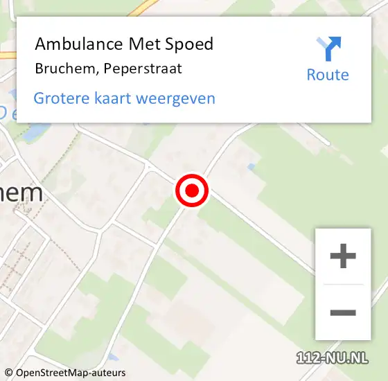 Locatie op kaart van de 112 melding: Ambulance Met Spoed Naar Bruchem, Peperstraat op 16 april 2021 09:34