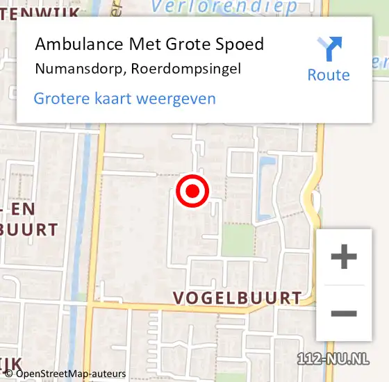 Locatie op kaart van de 112 melding: Ambulance Met Grote Spoed Naar Numansdorp, Roerdompsingel op 16 april 2021 10:41