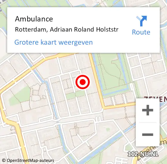 Locatie op kaart van de 112 melding: Ambulance Rotterdam, Adriaan Roland Holststr op 16 april 2021 15:12