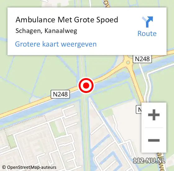Locatie op kaart van de 112 melding: Ambulance Met Grote Spoed Naar Schagen, Kanaalweg op 16 april 2021 23:46
