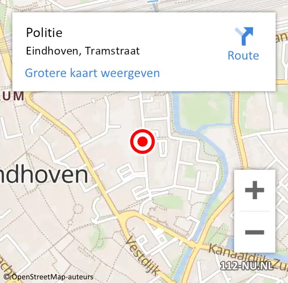 Locatie op kaart van de 112 melding: Politie Eindhoven, Tramstraat op 16 april 2021 23:48