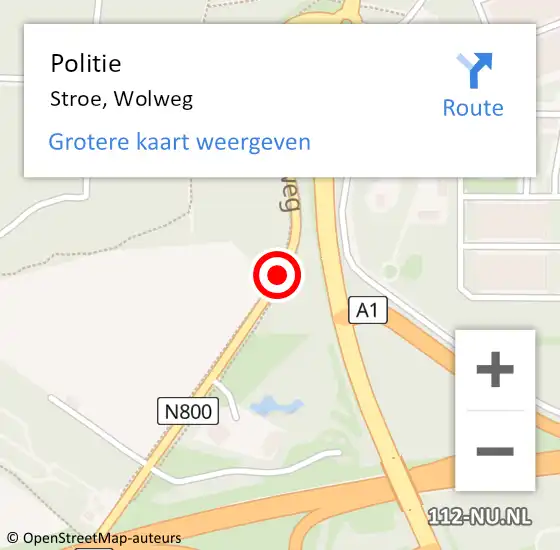 Locatie op kaart van de 112 melding: Politie Stroe, Wolweg op 17 april 2021 10:22