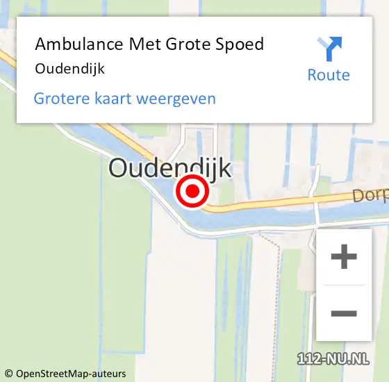 Locatie op kaart van de 112 melding: Ambulance Met Grote Spoed Naar Oudendijk op 17 april 2021 12:07