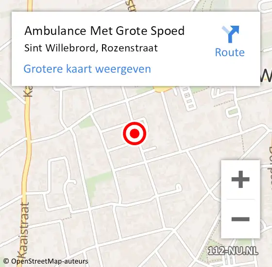 Locatie op kaart van de 112 melding: Ambulance Met Grote Spoed Naar Sint Willebrord, Rozenstraat op 17 april 2021 13:35