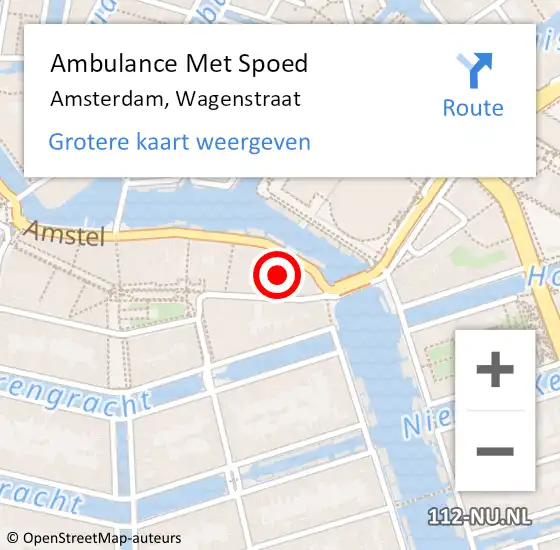 Locatie op kaart van de 112 melding: Ambulance Met Spoed Naar Amsterdam, Wagenstraat op 17 april 2021 15:09