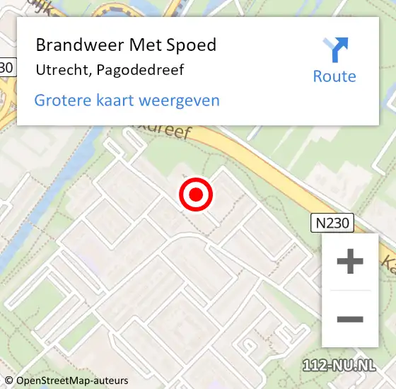 Locatie op kaart van de 112 melding: Brandweer Met Spoed Naar Utrecht, Pagodedreef op 17 april 2021 18:14