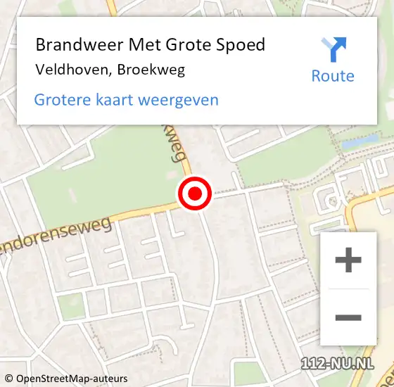 Locatie op kaart van de 112 melding: Brandweer Met Grote Spoed Naar Veldhoven, Broekweg op 17 april 2021 19:41