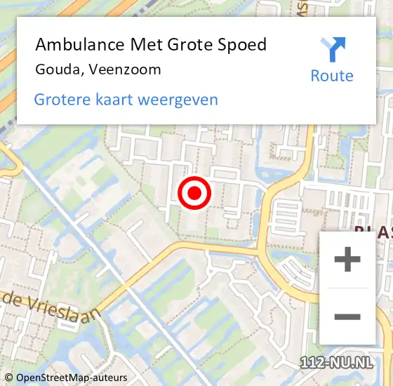 Locatie op kaart van de 112 melding: Ambulance Met Grote Spoed Naar Gouda, Veenzoom op 17 april 2021 22:24