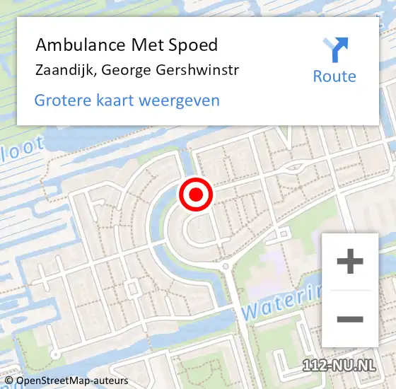 Locatie op kaart van de 112 melding: Ambulance Met Spoed Naar Zaandijk, George Gershwinstr op 18 april 2021 06:52