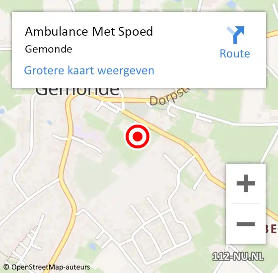 Locatie op kaart van de 112 melding: Ambulance Met Spoed Naar Gemonde op 18 april 2021 12:01