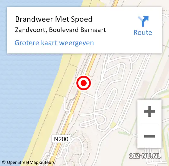 Locatie op kaart van de 112 melding: Brandweer Met Spoed Naar Zandvoort, Barnaart op 18 april 2021 13:43