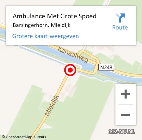 Locatie op kaart van de 112 melding: Ambulance Met Grote Spoed Naar Barsingerhorn, Mieldijk op 18 april 2021 17:39