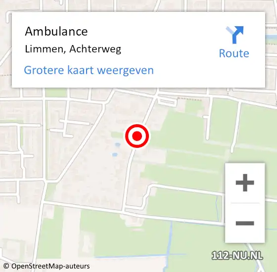Locatie op kaart van de 112 melding: Ambulance Limmen, Achterweg op 18 april 2021 21:36
