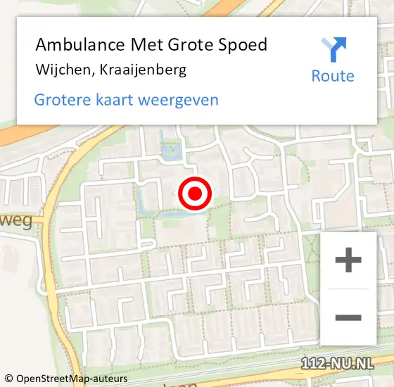 Locatie op kaart van de 112 melding: Ambulance Met Grote Spoed Naar Wijchen, Kraayenberg op 19 april 2021 04:27