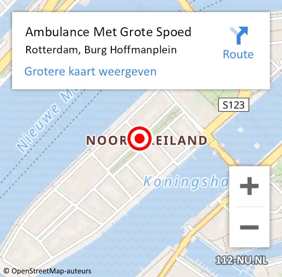 Locatie op kaart van de 112 melding: Ambulance Met Grote Spoed Naar Rotterdam, Burg Hoffmanplein op 19 april 2021 07:37