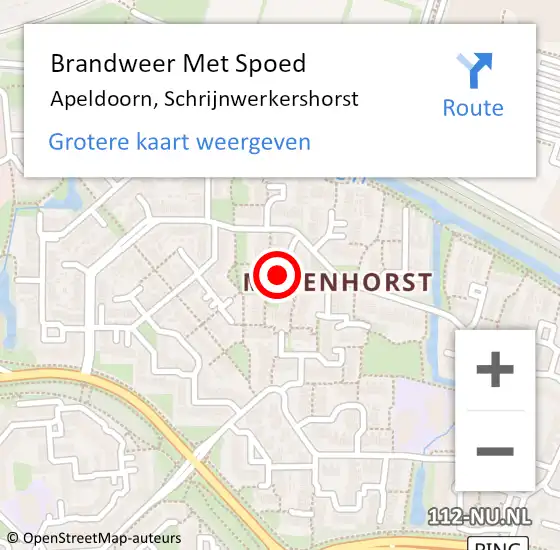 Locatie op kaart van de 112 melding: Brandweer Met Spoed Naar Apeldoorn, Schrijnwerkershorst op 19 april 2021 14:19