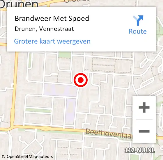Locatie op kaart van de 112 melding: Brandweer Met Spoed Naar Drunen, Vennestraat op 19 april 2021 15:34
