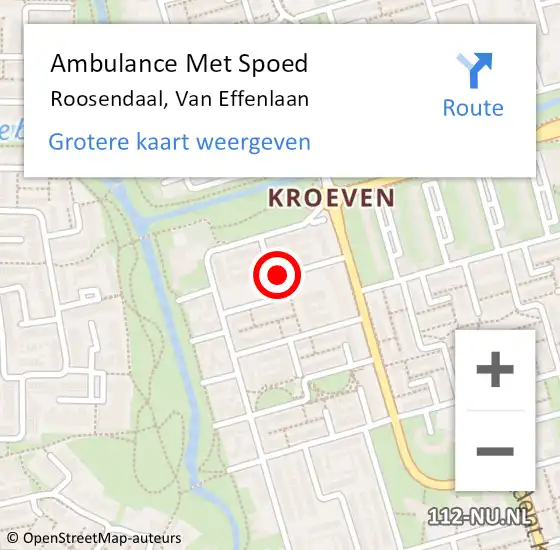 Locatie op kaart van de 112 melding: Ambulance Met Spoed Naar Roosendaal, van Effenlaan op 19 april 2021 18:26