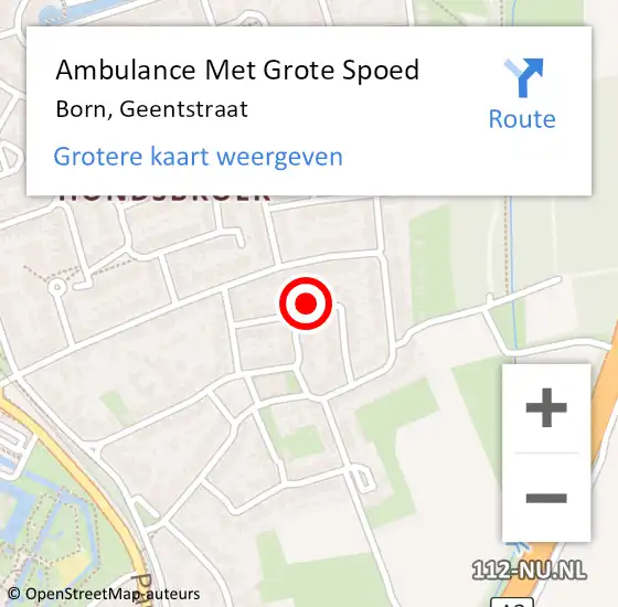 Locatie op kaart van de 112 melding: Ambulance Met Grote Spoed Naar Born, Geentstraat op 8 juni 2014 11:28