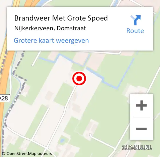 Locatie op kaart van de 112 melding: Brandweer Met Grote Spoed Naar Nijkerkerveen, Domstraat op 20 april 2021 05:55