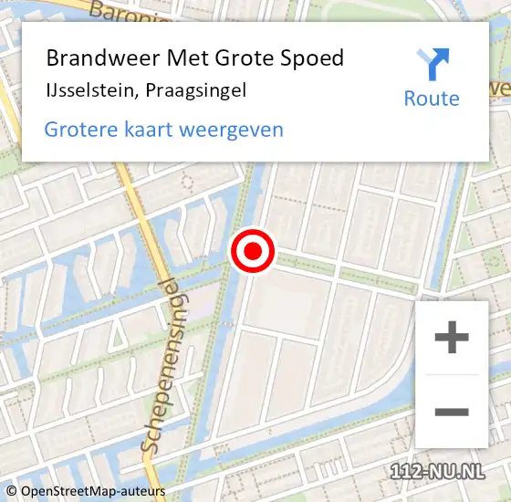 Locatie op kaart van de 112 melding: Brandweer Met Grote Spoed Naar IJsselstein, Praagsingel op 20 april 2021 14:12