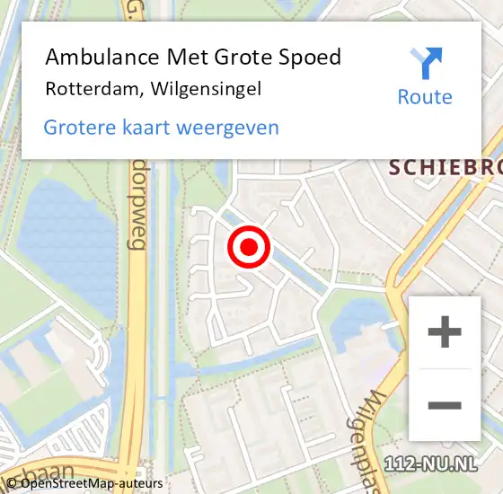 Locatie op kaart van de 112 melding: Ambulance Met Grote Spoed Naar Rotterdam, Wilgensingel op 20 april 2021 15:59