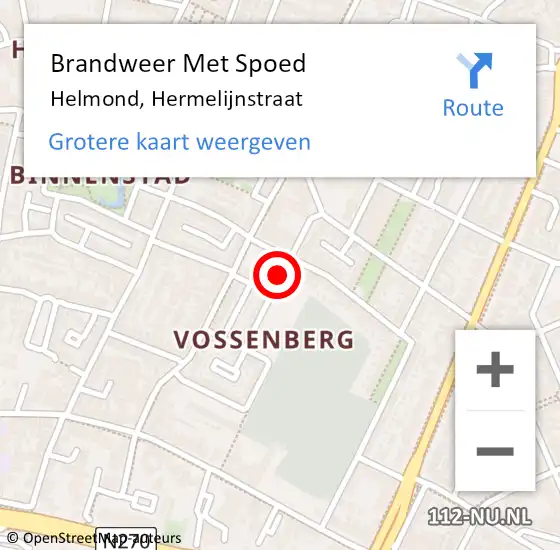 Locatie op kaart van de 112 melding: Brandweer Met Spoed Naar Helmond, Hermelijnstraat op 21 april 2021 01:54