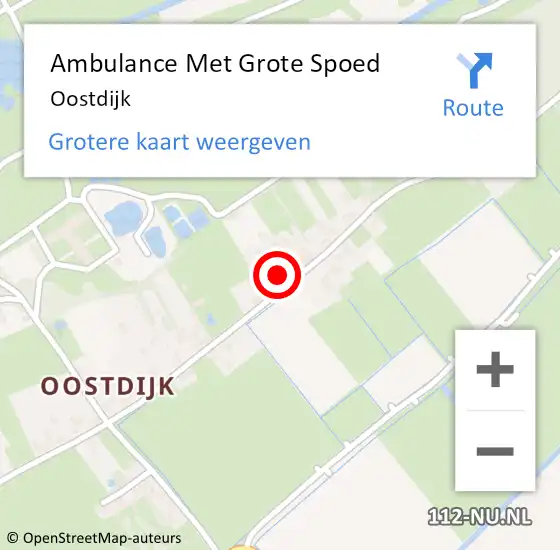Locatie op kaart van de 112 melding: Ambulance Met Grote Spoed Naar Oostdijk op 21 april 2021 02:57