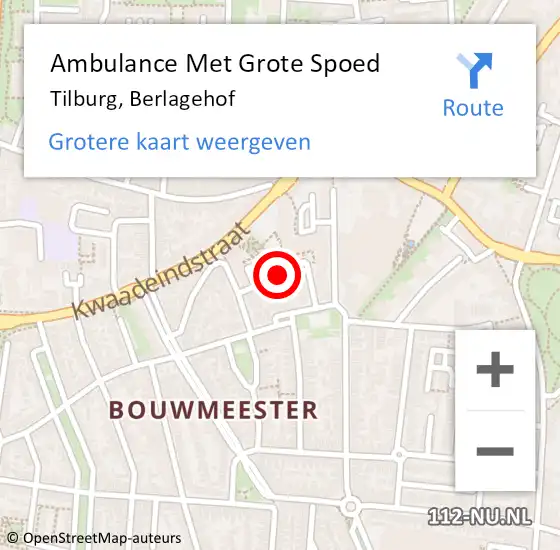 Locatie op kaart van de 112 melding: Ambulance Met Grote Spoed Naar Tilburg, Berlagehof op 21 april 2021 08:44