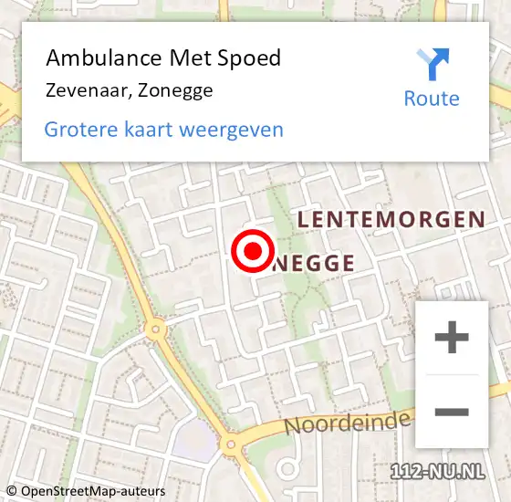 Locatie op kaart van de 112 melding: Ambulance Met Spoed Naar Zevenaar, Zonegge op 21 april 2021 09:14