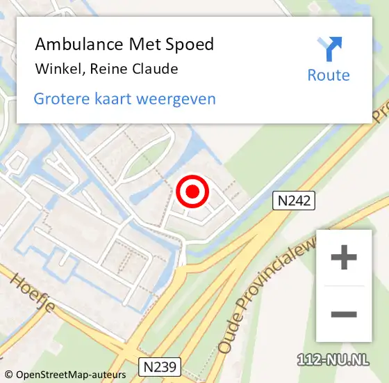 Locatie op kaart van de 112 melding: Ambulance Met Spoed Naar Winkel, Reine Claude op 22 april 2021 06:11