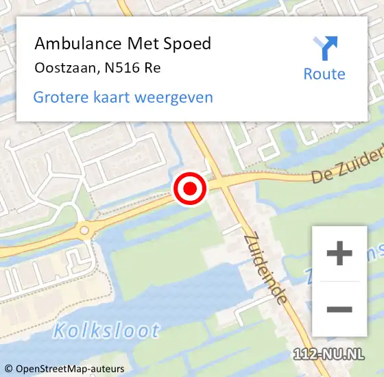 Locatie op kaart van de 112 melding: Ambulance Met Spoed Naar Oostzaan, N516 Re op 22 april 2021 07:36