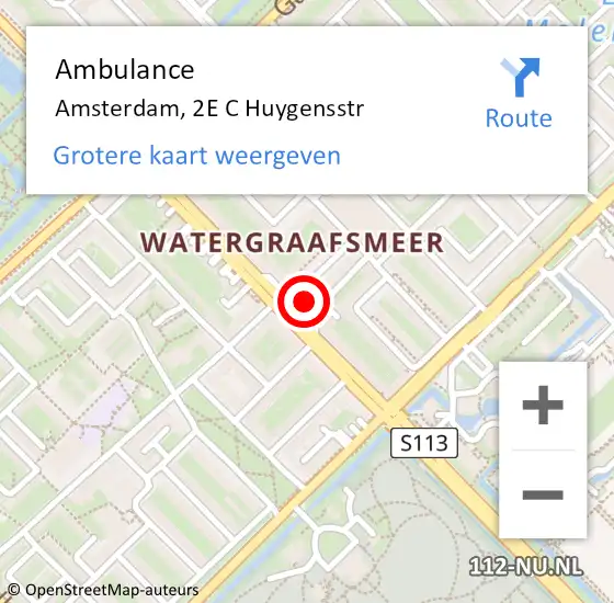 Locatie op kaart van de 112 melding: Ambulance Amsterdam, 2E C Huygensstr op 22 april 2021 08:33