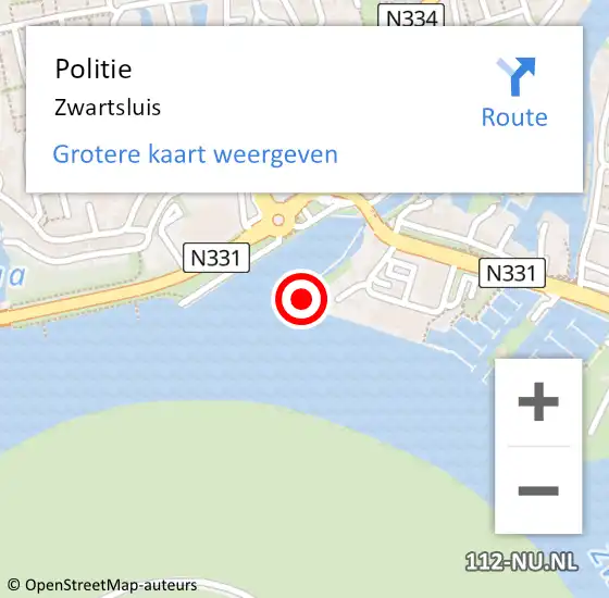 Locatie op kaart van de 112 melding: Politie Zwartsluis op 22 april 2021 10:17