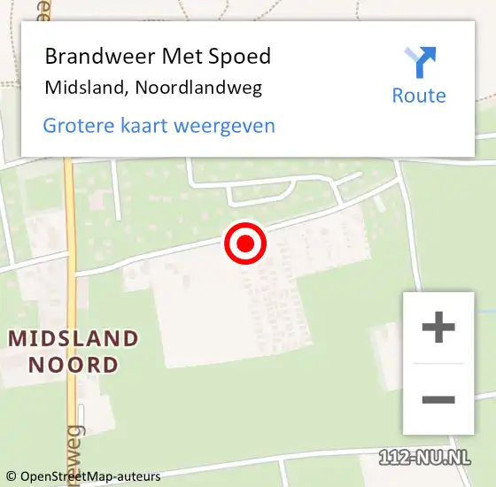 Locatie op kaart van de 112 melding: Brandweer Met Spoed Naar Midsland, Noordlandweg op 8 juni 2014 16:12