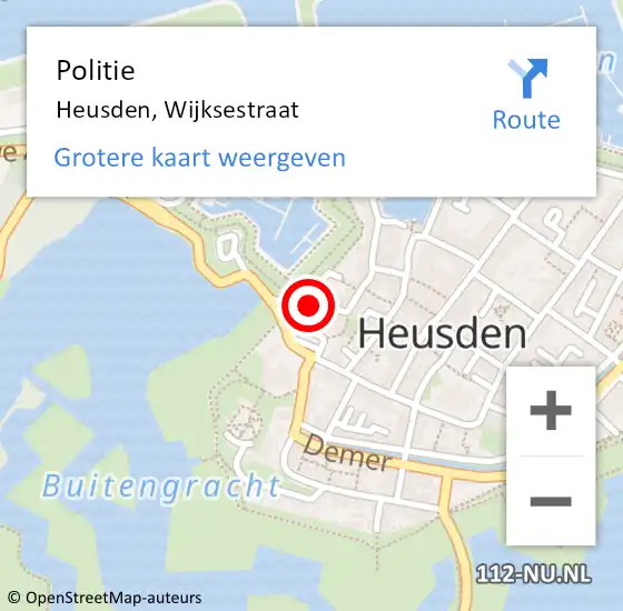 Locatie op kaart van de 112 melding: Politie Heusden, Wijksestraat op 22 april 2021 17:31