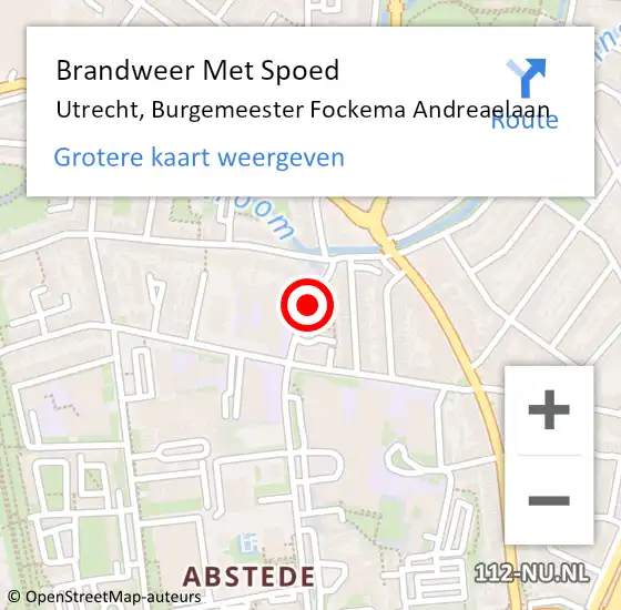 Locatie op kaart van de 112 melding: Brandweer Met Spoed Naar Utrecht, Burgemeester Fockema Andreaelaan op 22 april 2021 18:52