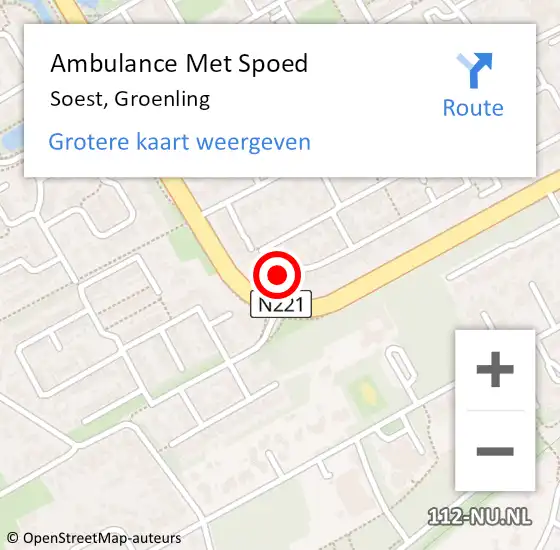 Locatie op kaart van de 112 melding: Ambulance Met Spoed Naar Soest, Groenling op 8 juni 2014 16:37